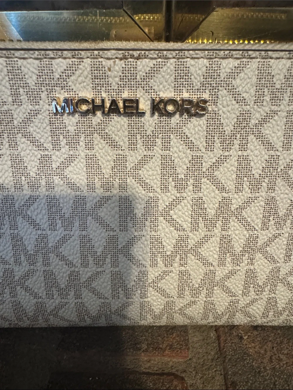 Michael Kors Beige Logo Purse with Matching Wristlet